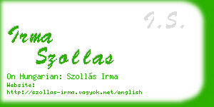 irma szollas business card